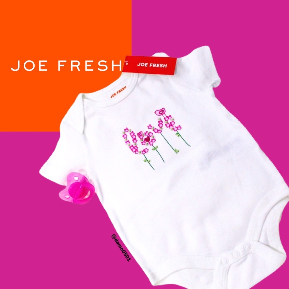 NWT Joe Fresh Baby Pink/Green Love Cotton Onesie - Picture 1 of 4